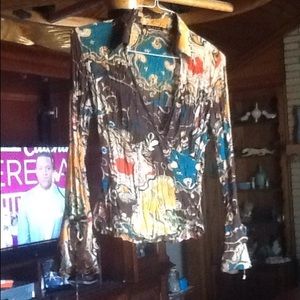 Sz S almost sheer 16 chest 22 long brow, turquoi